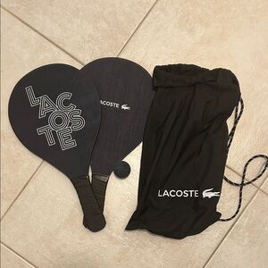 Lacoste Black Paddle Set with Carrying Case